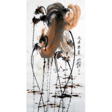 白世杰国画花鸟波塘鸭聚字画之家
