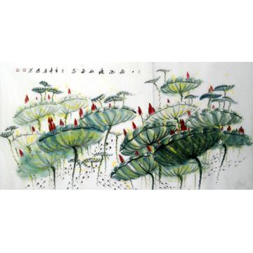 白世杰国画花鸟一雨池塘水面平字画之家