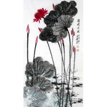 白世杰国画花鸟蒲塘清艳字画之家