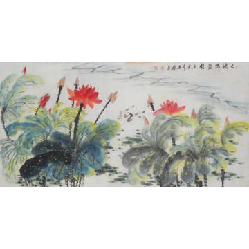 白世杰国画花鸟大塘鸭聚图字画之家