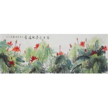 白世杰国画花鸟万里清荷飘远香字画之家