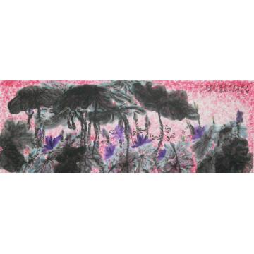 白世杰国画花鸟夕阳映红八百里，水天一色字画之家
