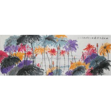 白世杰国画花鸟映日荷花别样红字画之家