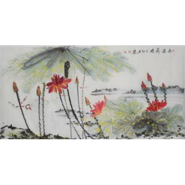 白世杰国画花鸟雨过荷塘字画之家
