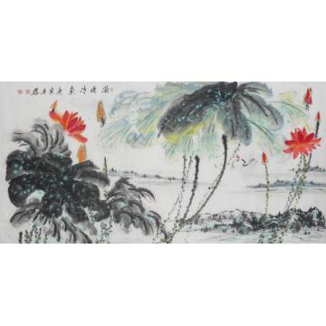 白世杰国画花鸟满塘清气字画之家