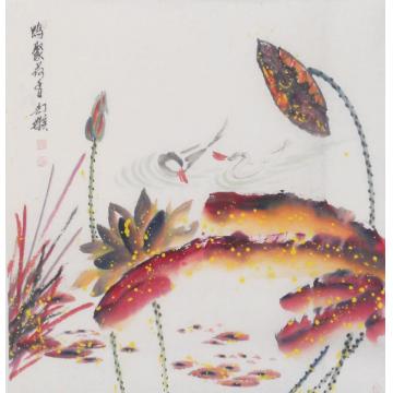 白世杰国画花鸟鸭聚荷香字画之家