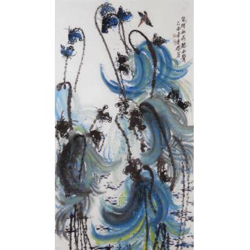 白世杰国画花鸟留得秋荷听雨声字画之家
