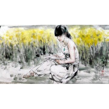 王国栋国画人物读书图字画之家