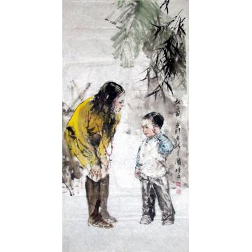 王国栋国画人物教子图字画之家