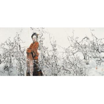王国栋国画人物雪中寻梅字画之家