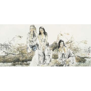 王国栋国画人物郊外佳丽字画之家