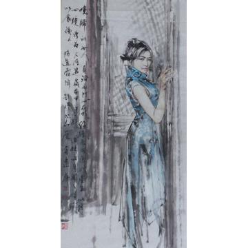 王国栋国画人物晚归的女人字画之家