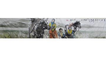 王国栋国画人物草原的早晨字画之家