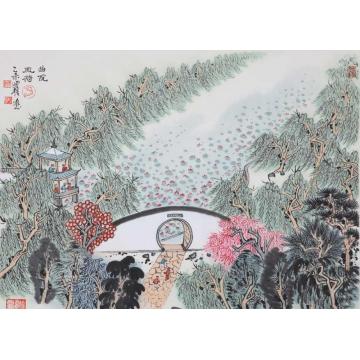 沈明权国画山水西湖曲院风荷字画之家
