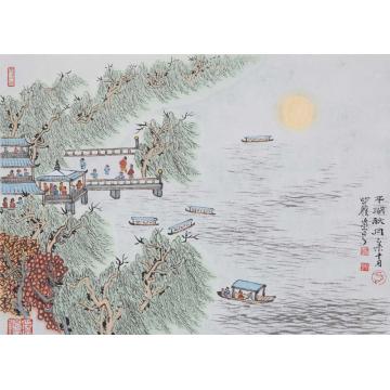 沈明权国画山水西湖平湖秋月字画之家