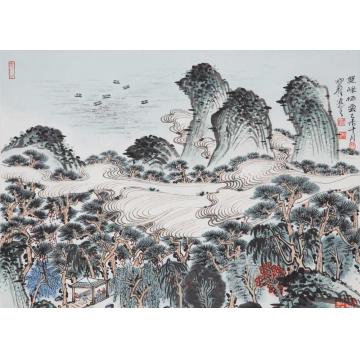沈明权国画山水西湖双峰插云字画之家