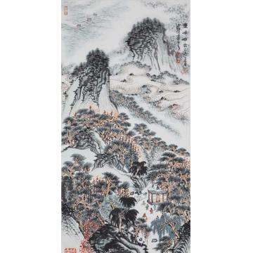 沈明权国画山水西湖十景双峰插云字画之家