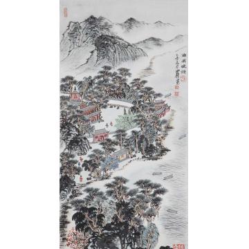 沈明权国画山水西湖十景南屏晚钟字画之家