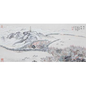 沈明权国画山水宝俶雪霁字画之家