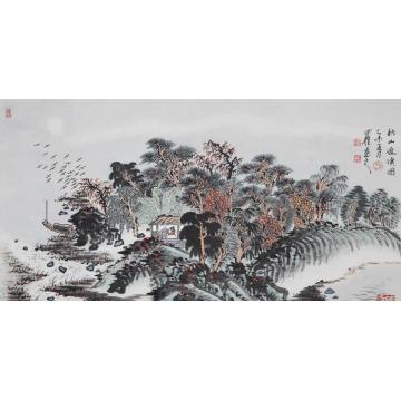 沈明权国画山水秋山夜读字画之家