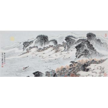 沈明权国画山水春江夜月图字画之家