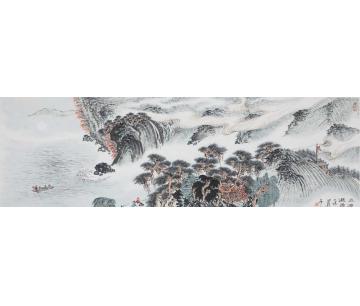 沈明权国画山水赤壁夜游图字画之家