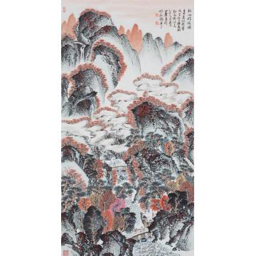 沈明权国画山水秋山行旅图字画之家