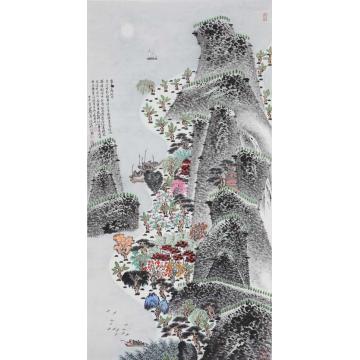 沈明权国画山水富春夜泊图字画之家