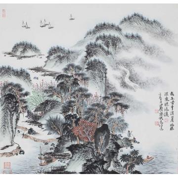 沈明权国画山水钱选诗竟字画之家