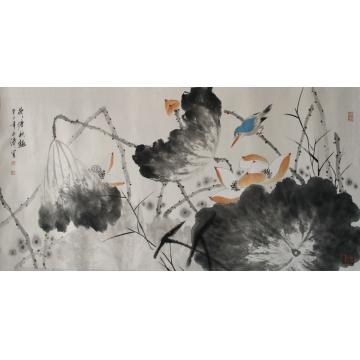 冯涛国画花鸟荷塘秋趣字画之家