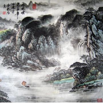 吴进良国画山水一帆风顺字画之家