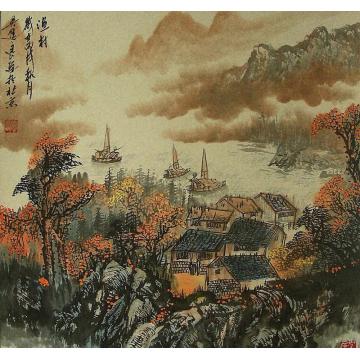 吴进良国画山水渔村字画之家