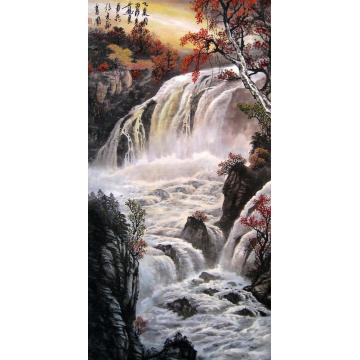 吴进良国画山水飞泉图字画之家