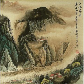 吴进良国画山水江边春色字画之家