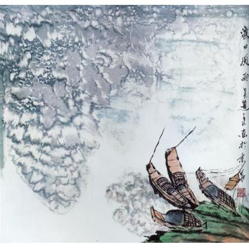 吴进良国画山水渡口风云字画之家