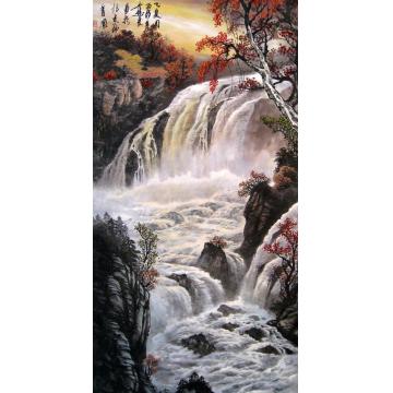 吴进良国画山水飞泉图字画之家