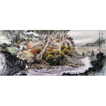 吴进良国画山水山村小景字画之家