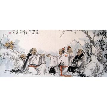 吴进良国画人物四仙醉饮图字画之家