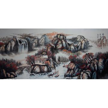 吴进良国画山水满山红叶有秋声字画之家