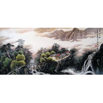 吴进良国画山水岸边人家字画之家