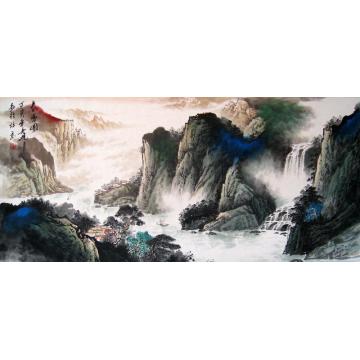 吴进良国画山水春鸣图字画之家