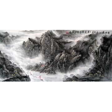 吴进良国画山水风雨峡江行字画之家
