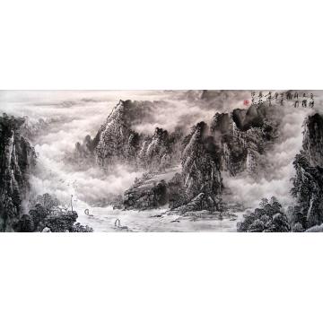 吴进良国画山水交晖又耀村前树字画之家