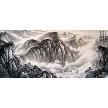 吴进良国画山水山谷泊舟字画之家