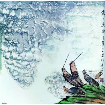 吴进良国画山水渡口风云字画之家