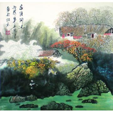 吴进良国画山水家住河边字画之家