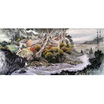 吴进良国画山水山村小景字画之家