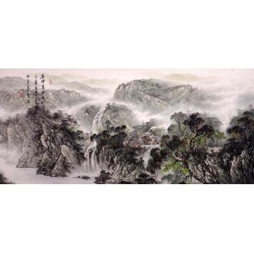 吴进良国画山水春晖万里夜如诗字画之家