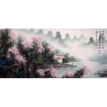 吴进良国画山水春晖月里夜如诗字画之家