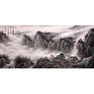 吴进良国画山水春山云海美如画字画之家